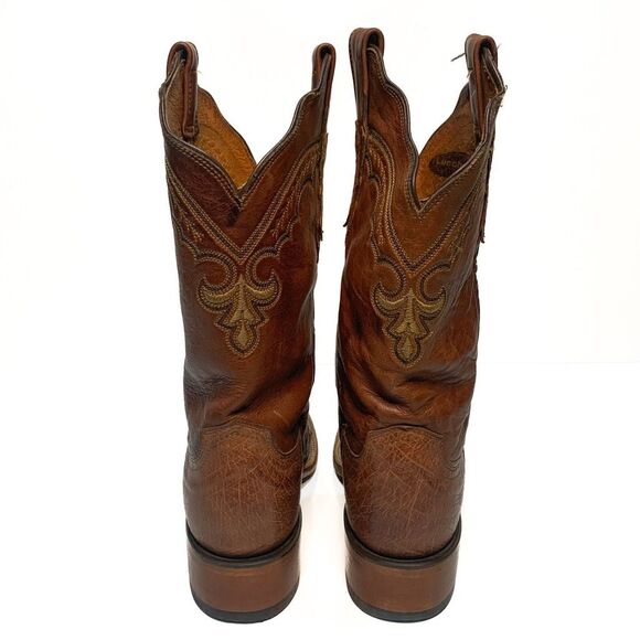 Lucchese 2000 Ostrich Skin Leather Western Brown Square Toe Cowgirl Boot Size 7 - Picture 6 of 9